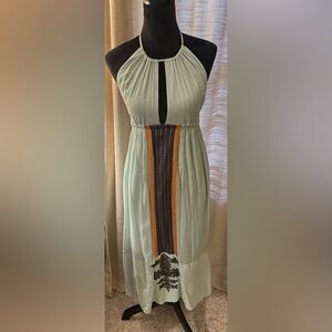 Free People Boho Mint Green and Orange Dress